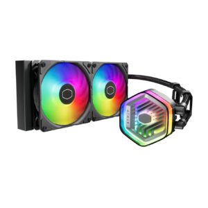 COOLER Cooler Master "MASTERLIQUID 240 ATMOS",racire lichid,skt. Intel LGA 1700/1200/115x,AMD AM5/AM4,radiator aluminiu,pompa,2x120mm,2500rpm,4-pin,ARGB,negru "MLX-D24M-A25PZ-R1" (timbru verde 2 lei)