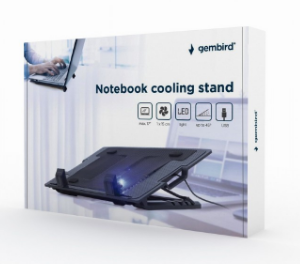 STAND GEMBIRD notebook 17", sita metal, fan 15cm cu led light, 1500rpm, 20cfm, ajustare inaltime 5 trepte, black, "NBS-1F17T-01" (timbru verde 0.8 lei)
