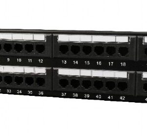 PATCH PANEL GEMBIRD 48 porturi, Cat6, 2U pentru rack 19", suport posterior pt. gestionare cabluri, black, "NPP-C648CM-001"