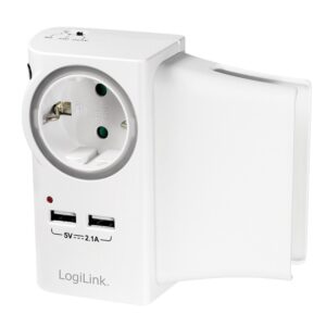 PRIZA LOGILINK, Schuko x 1, conectare prin Schuko (T), USB x 2, 16 A, protectie supratensiune, protectie copii, alb, "PA0165" (include TV 0.8lei)