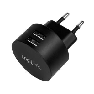 ALIMENTATOR retea 220V LOGILINK, universal, 2 x USB-A, maxim 2.1A, 10.5W, suport OCP/OVP/OHP/SCP, negru, "PA0218" (timbru verde 0.18 lei)