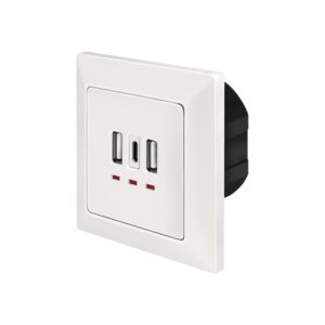 PRIZA LOGILINK, de perete, 2 x USB-A 5V/2.4A, 1 x USB-C 5V/3A, ingropata, martori LED, alb, "PA0254" (timbru verde 0.18 lei)