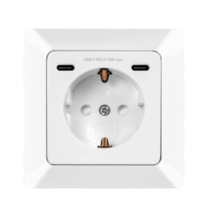 PRIZA LOGILINK, pentru perete, Schuko x 1, 2xUSB-C PD 25W , 230V AC, 50 Hz, 16A, protectie IP20, adancime 29.5mm, alb, "PA0331" (timbru verde 0.18 lei)
