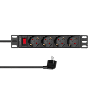 PDU LOGILINK 1U pt. rack 10 inch, 4 prize Schuko, intrare Schuko, max 16 A, ON/OFF, IP20, 2 m, negru, "PDU4B01" (timbru verde 0.8 lei)