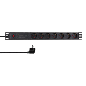 PDU LOGILINK 1U pt. rack 19 inch, 7 prize Schuko, intrare Schuko, max 16 A, ON/OFF, prot. suprasarcina, filtru de linie, IP20, 2 m, negru, "PDU7C02" (timbru verde 0.8 lei)