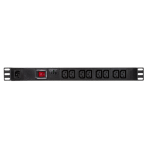PDU LOGILINK 1U pt. rack 19 inch, 8 prize IEC, intrare IEC, max 10 A, protectie supratensiune, ON/OFF, IP20, negru, "PDU8A02" (timbru verde 0.8 lei)