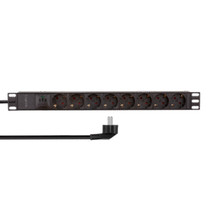 PDU LOGILINK 1U pt. rack 19 inch, 8 prize Schuko, intrare Schuko, max 16 A, prot. suprasarcina, IP20, 2 m, negru, "PDU8C04" (timbru verde 0.8 lei)