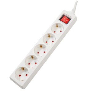 PRELUNGITOR SPACER, Schuko x 5, conectare prin Schuko (T), cablu 3 m, 16 A, max. 3500W, protectie supratensiune, protectie copii, alb, "PP-5-30" (timbru verde 0.18 lei)
