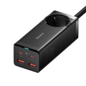 INCARCATOR RETEA Baseus GaN3 Pro Powerstrip,QC 100W,1xAC,2xUSB Type-C Output 5V/3A,2 x USB,include cablu USB Type-C la USB Type-C 100W, 1m, negru "PSZM000401" (timbru verde 0.18 lei) - 6932172604233