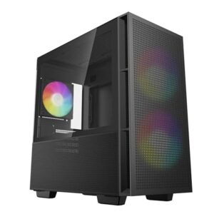 CARCASA DeepCool "CH360", Mini Tower, ATX, fara sursa, 3xfan, USB 3.2 gen 1 x 1, USB 2.0 x 2,audio,PSU shroud,4 sloturi expansiune,iluminare ARGB, negru "R-CH360-BKAPE3-G-1" (timbru verde 0.24lei)
