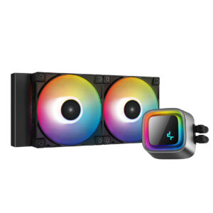 Cooler Deepcool "LS520", compatibil skt. Intel si AMD, racire cu lichid, ventilator 120 mm x 2, 2250 rpm,  iluminat  RGB, "R-LS520-BKAMNT-G-1" (timbru verde 2.00 lei)
