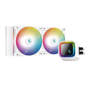 Cooler Deepcool "LS520 WH", compatibil skt. Intel si AMD, racire cu lichid, ventilator 120 mm x 2, 2250 rpm,  iluminat  RGB, "R-LS520-WHAMNT-G-1" (timbru verde 2.00 lei)