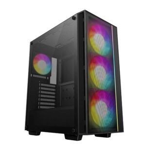 CARCASA DeepCool "MATREXX55", middle tower,gaming, fara sursa,suporta 8xfan,4xfan inclus, USB 3.1 gen1 x 1, USB-C, audio+mic,7 sloturi expansiune,negru "R-MATREXX55-BCAGA4-G-4" (timbru verde 0.32lei)