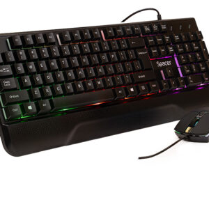 KIT gaming SPACER USB INVICTUS, tastatura RGB rainbow + mouse optic 7 culori, black, "SPGK-INVICTUS"   (timbru verde 0.8 lei)