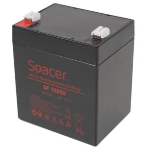 ACUMULATOR UPS SPACER 12V /  5Ah, dimensiuni: 90x70x101mm, inaltime+terminal: 107mm, terminal F2(T2), "SP-BAT-12V5AH" (timbru verde 0.5 lei)