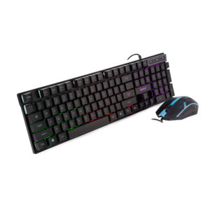KIT gaming SPACER USB, tastatura RGB rainbow + mouse optic 7 culori, black, "SP-GK-01" (timbru verde 0.8 lei)