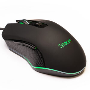 MOUSE  Spacer - gaming, gaming, cu fir, USB, optic, 7200 dpi, butoane/scroll 6/1, iluminare, negru, "SP-GM-01" (timbru verde 0.18 lei)