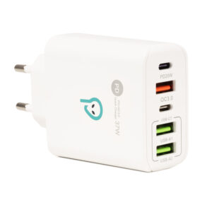ALIMENTATOR retea SPACER Quick Charge 37W, 1 x USB Type-C 20W + 1 x USB QC 3.0 18W, 2 x USB 2.4A + 1 x USB Type-C 2.4A "SPAR-CINQUEQ-01" (timbru verde 0.18 lei)