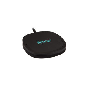 ALIMENTATOR wireless SPACER, Quick Charge 15W Qi, conector Type-C, rol de stand prin prindere magnetica, negru "SPAR-WCHGQ-02" (timbru verde 0.18 lei)