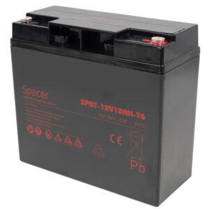 ACUMULATOR UPS SPACER 12V / 18Ah, dimensiuni: 181x77x167mm, inaltime+terminal: 167mm, terminal F6(T6), "SPBT-12V18AH-T6" (timbru verde 0.5 lei)