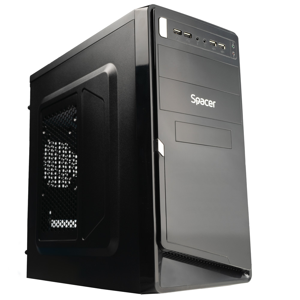 CARCASA SPACER, Mini Tower, mATX, "MOON", 450 (230W for 450 Desktop PC), USB 2.0 x 4, Jack 3.5mm x 2, "SPC-MOON" (timbru verde 0.8 lei)