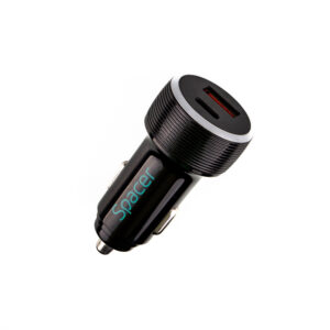ALIMENTATOR auto SPACER Quick Charge 17W 3.1A max, putere totala 17W, LED ambiental, 1 x USB + 1 x USB Type-C, pt. bricheta auto, black, "SPCC-DUOQ-01" (timbru verde 0.18 lei)