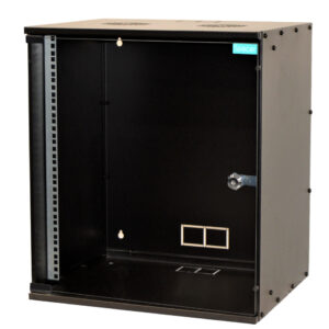 CABINET 19" SPACER  12U 515x400mm, fixare pe perete, Flatpack (dezasamblat),  Black, usa sticla cu blocare, otel 1.5mm, sarcina maxima 100Kg, "SPCW-12U-BK"
