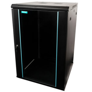 CABINET 19" SPACER  18U 600x600mm, fixare pe perete, Flatpack (dezasamblat),  Black, usa sticla cu blocare, panouri detasabile, otel 1.5mm, sarcina maxima 60Kg, "SPCW-18U-600-BK-03"