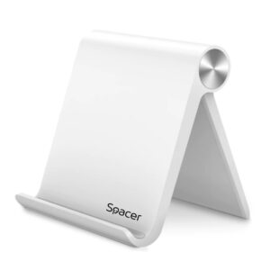 SUPORT telefon SPACER, pliabil, fixare pe birou, universal cu unghi ajustabil, dimensiuni 90 x 70 x 12mm, Alb, "SPDH-FLIP-01-WH"