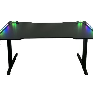 BIROU GAMING Spacer, dimensiuni 1400 x 600 x 18 mm, blat MDF invelit in fibra de carbon, suport casti, suport cana/pahar, picioare reglabile manual, RGB, telecomanda wireless 46501472 "SPGD-RGB-140-01" (timbru verde 0.45 lei)
