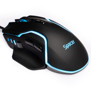 MOUSE Spacer - gaming, gaming, cu fir, USB, optic, 12.000 dpi, butoane/scroll 8/1, iluminare RGB, negru, "SPGM-ALIEN-RACE" (timbru verde 0.18 lei)