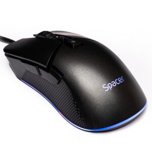 MOUSE Spacer - gaming, gaming, cu fir, USB, optic, rezolutie selectabila max. 8.000 dpi, butoane/scroll 7/1, iluminare RGB, negru, "SPGM-PULSAR-PRO" (timbru verde 0.18 lei)