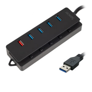 HUB extern SPACER, porturi USB: USB 3.0 x 4, Port USB Quick Charge x 1, conectare prin USB 3.0, Alimentare retea 220V,negru, "SPH-4USB30-1QC" (timbru verde 0.18 lei)