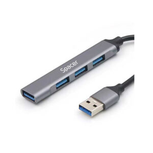 HUB extern SPACER, porturi USB:USB 3.0 X 1, USB 2.0 x 3, conectare prin USB 3.0, cablu 1m, aluminiu,  (timbru verde 0.18 lei), "SPHB-USB-4U-01"