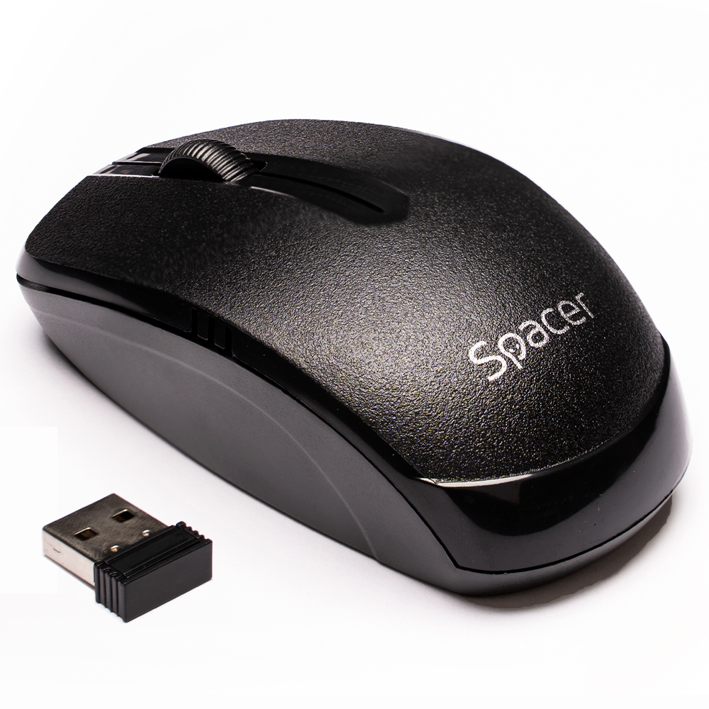 MOUSE  Spacer, PC sau NB, wireless, 2.4GHz, optic, 1000 dpi, butoane/scroll 3/1, , negru, "SPMO-161" (timbru verde 0.18 lei)