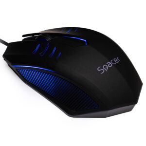 MOUSE  Spacer, PC sau NB, cu fir, USB, optic, 1000 dpi, butoane/scroll 3/1, iluminare, negru, "SPMO-M20" (timbru verde 0.18 lei)