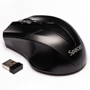 MOUSE  Spacer, PC sau NB, wireless, 2.4GHz, optic, 1600 dpi, butoane/scroll 4/1,buton ON/OFF, negru, "SPMO-W02" (timbru verde 0.18 lei)