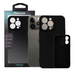 Husa Iphone 13 Pro Spacer, grosime 2mm, material flexibil silicon cu interior microfibra, negru "SPPC-AP-IP13P-SLK"