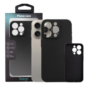 Husa Iphone 15 Pro Spacer, grosime 1.5mm, material flexibil TPU, negru "SPPC-AP-IP15P-TPU"