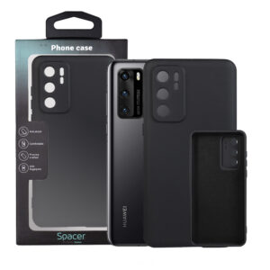 Husa Huawei telefon P 40, negru, tip back cover, material flexibil silicon + interior cu microfibra, "SPPC-HU-P-40-SLK"