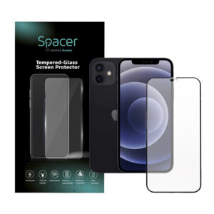 FOLIE STICLA  Spacer pentru Iphone 12 si 12 Pro, grosime 0.3mm, acoperire totala ecran, strat special anti-ulei si anti-amprenta, Tempered Glass, sticla 9D, duritate 9H "SPPG-AP-IP12-TG"