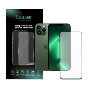 FOLIE STICLA  Spacer pentru Iphone 13 Pro Max, grosime 0.3mm, acoperire totala ecran, strat special anti-ulei si anti-amprenta, Tempered Glass, sticla 9D, duritate 9H "SPPG-AP-IP13PM-TG"