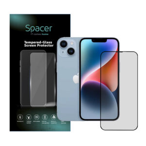 FOLIE STICLA  Spacer pentru Iphone 14, grosime 0.3mm, acoperire totala ecran, strat special anti-ulei si anti-amprenta, Tempered Glass, sticla 9D, duritate 9H "SPPG-AP-IP14-TG"
