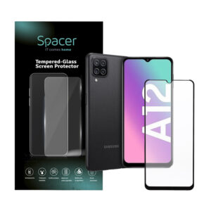 FOLIE STICLA  Spacer pentru Samsung Galaxy A12, grosime 0.3mm, acoperire totala ecran, strat special anti-ulei si anti-amprenta, Tempered Glass, sticla 9D, duritate 9H "SPPG-SM-GX-A12-TG"