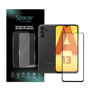 FOLIE STICLA  Spacer pentru Samsung Galaxy A13, grosime 0.3mm, acoperire totala ecran, strat special anti-ulei si anti-amprenta, Tempered Glass, sticla 9D, duritate 9H "SPPG-SM-GX-A13-TG"