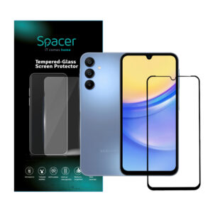 FOLIE STICLA  Spacer pentru Samsung Galaxy A15, grosime 0.3mm, acoperire totala ecran, strat special anti-ulei si anti-amprenta, Tempered Glass, sticla 9D, duritate 9H "SPPG-SM-GX-A15-TG"