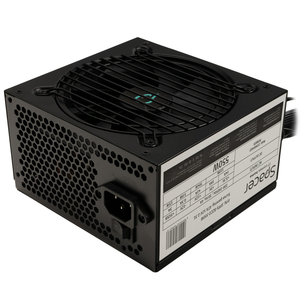 SURSA SPACER BZCO-550 80+ Bronze compatible, 550w, fan 120mm, MB (20+4) x1, CPU (4+4) x2, PCI-E (6+2) x2, SATA x6, Molex x3, *retail* "SPPS-BZCO-550",  (timbru verde 2 lei)