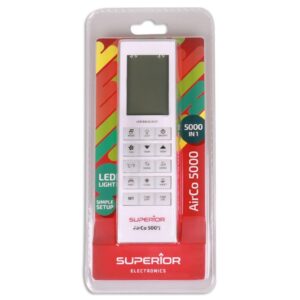 TELECOMANDA UNIVERSALA Superior, compatibila cu majoritatea modelelor de aer conditionat aflate pe piata, display luminat, bateriile (2 x AAA) nu sunt incluse, alb "SUPCU005" (timbru verde 0.18 lei)