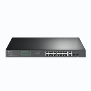 SWITCH TP-LINK  16 porturi Gigabit  POE+ 250W total power, 2× combo gigabit SFP, 2× gigabit non-PoE RJ45, carcasa metal "TL-SG1218MP" (timbru verde 2 lei)