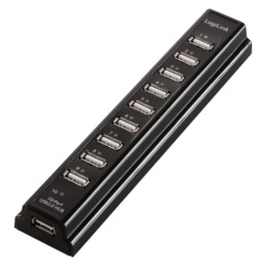 HUB extern LOGILINK, porturi USB: USB 2.0 x 10, conectare prin USB 2.0, alimentare retea 220 V, negru, "UA0096" (timbru verde 0.8 lei)
